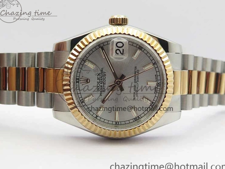 RG SS President Stick Markers NH05A Best GSF 178274 SEIKO 31mm Datejust Edition on Bracelet Dial SS RG Silver 1123